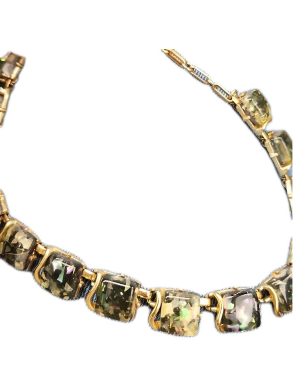 Vintage Coro Necklace Black Gold Tone Thermoset Lucite Medal